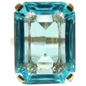 HUGE Blue Topaz 14k Gold 24ct Cocktail Ring